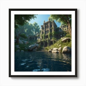 Default A A Tranquil River Winding Through A Dense Forest Sunl 2 Art Print