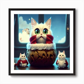 Santa Cats 1 Art Print