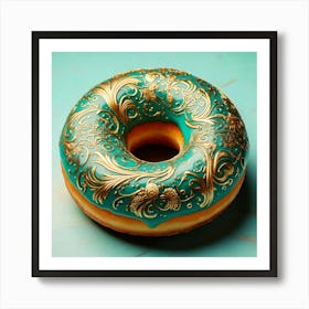 Firefly Ornate Turquoise Donut With Gold Floral Patterns 20356 (2) Art Print