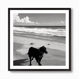 Dog On The Beach Art Print