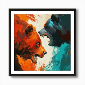 Two Bears Fighting 3 Art Print