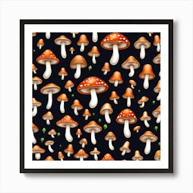 Seamless Pattern With Mushrooms 7 Art Print