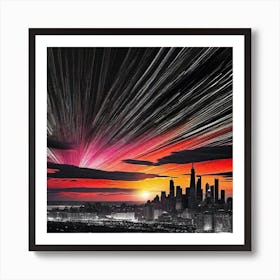 Cityscape With Star Trails Art Print