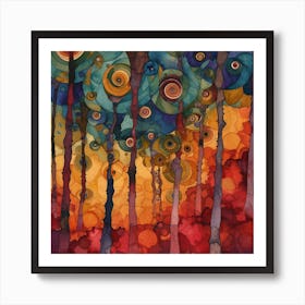 Swirling Trees Art Print