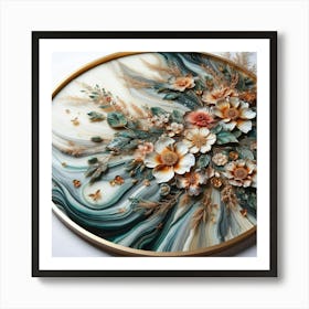 Marbled Flowers Art Print
