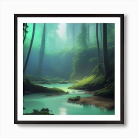 River In The Forest Art Print