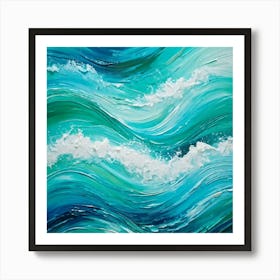 Abstract Turquoise Waves Embracing A Fresh Nautical Texture Gently Lapping Across The Canvas Blend 2 1 Art Print