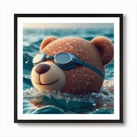 Teddy Bear Swimming 1 Art Print