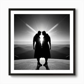 Two Women Standing In The Sun Art Print