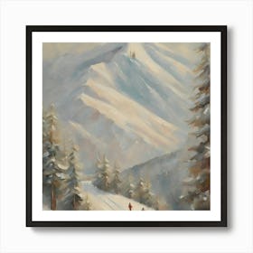 Two Skiers In The Snow Art Print