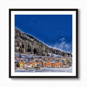 France Village Mountains Houses Wallpaper 1024x1024 Art Print