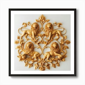 Lions On A Wall Art Print