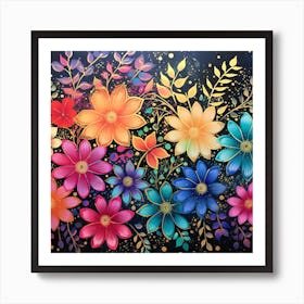 Colorful Flowers 3 Art Print