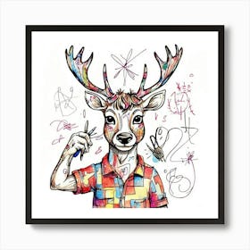 Deer With Scissors Art Print