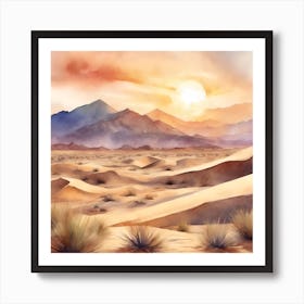 Watercolor Desert Landscape Art Print