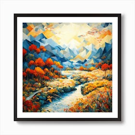 Hyperdetailed Fusion Stylized Cubist Landscape Infused Art Print