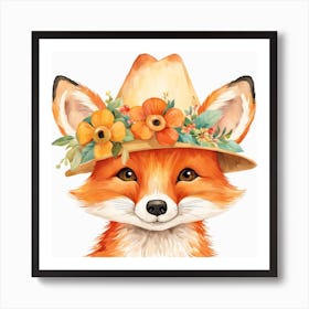 Floral Baby Fox Nursery Illustration (32) Art Print