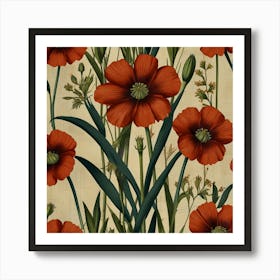 Default Flax3 Floral Botanical Vintage Poster Flower Canvas Pr 2 Art Print