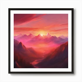 Sunset In The Mountains Art Print