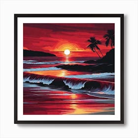 Sunset At The Beach 775 Art Print