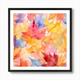 Watercolor Autumn Leaves Art Print