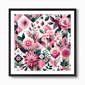 Pink Floral Pattern Art Print