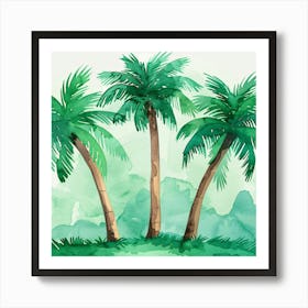 Watercolor Palm Trees Art Print