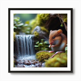 Miniature Mouse In Mossy Forest Art Print