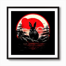 Rabbit In The Moonlight Art Print