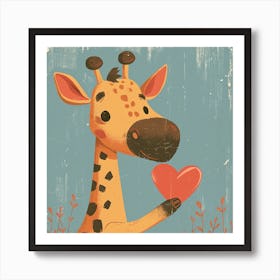 Giraffe Holding Heart Art Print