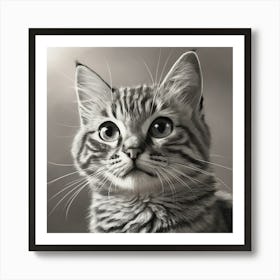 Black And White Cat Portrait Art Print