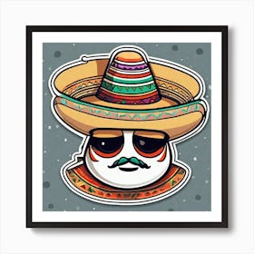 Mexican Sombrero And Pancho Sticker 2d Cute Fantasy Dreamy Vector Illustration 2d Flat Center (14) Art Print