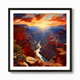 Watercolour Landscape Grand Canyon National Park Art Print