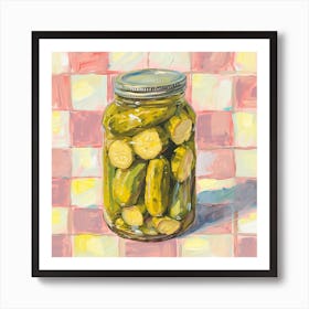 Pickles In A Jar Checkerboard Background 2 Art Print