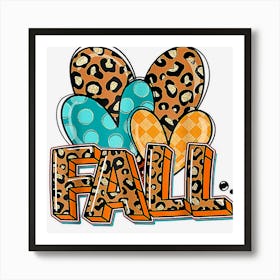 Hello Fall Autumn Leopard Heart Fall Funny Thanksgiving 2022 Poster