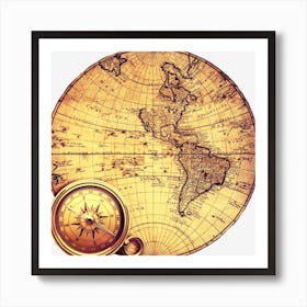 World Map Old World Nautical Retro Vintage Art Print