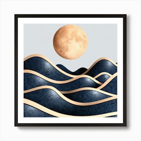 Moon And Waves 73 Art Print