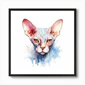 Don Sphynx Odd Eyed Cat Portrait Art Print