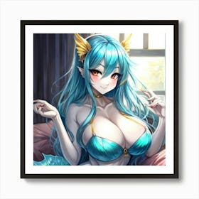 Sexy anime mermaid 01 Art Print