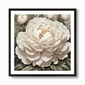 Aesthetic style, Large white Peony flower 1 Art Print