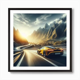 Mclaren F1 Racing Car On The Road orange Art Print