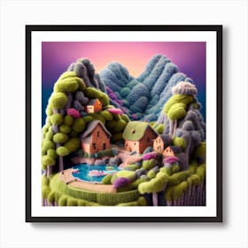 Knitted Village Art Print