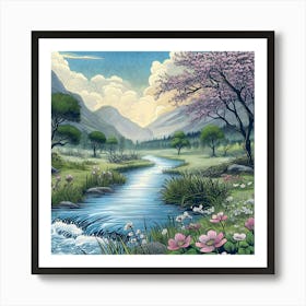 Serene And Peaceful Meadow 16 Art Print