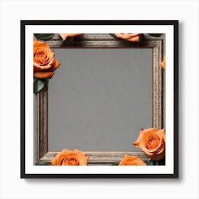 Orange Roses In A Frame Art Print