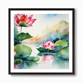 Lotus Flower Painting 7 Art Print