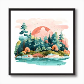 Landscape With Trees Art Print