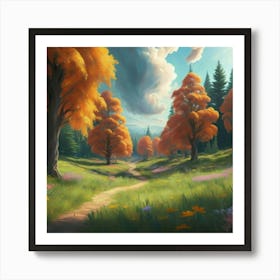 Magnificent forest meadows oil painting abstract painting art 11 Art Print