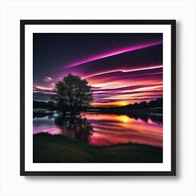 Purple Clouds Over A Lake Art Print