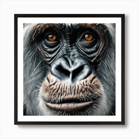 A Close Up Of A Majestic Chimpanzee, Capturing Its Intense Gaze And Powerful Presence Art Print