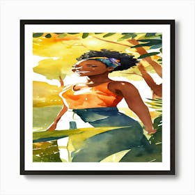 Watercolor Of African American Woman Art Print